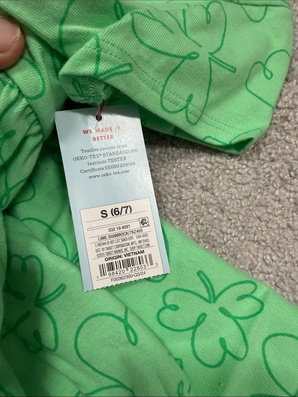 Cat & Jack Bright Green Floral Pocket Dress